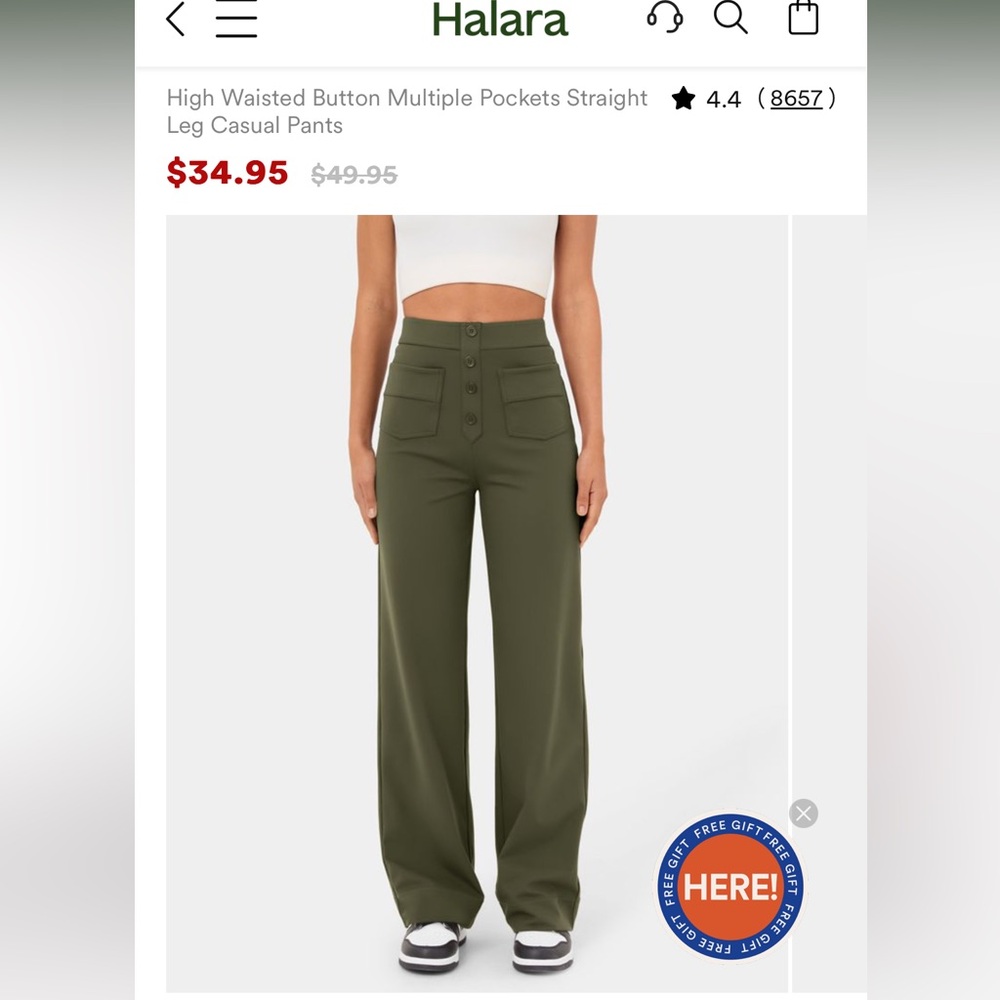 HALARA Large Olive Front Pocket pants
